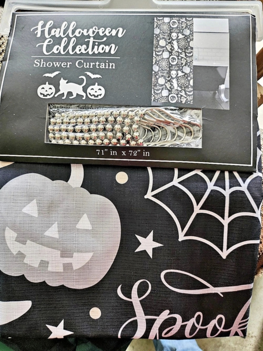 Halloween Shower Curtain Black & White